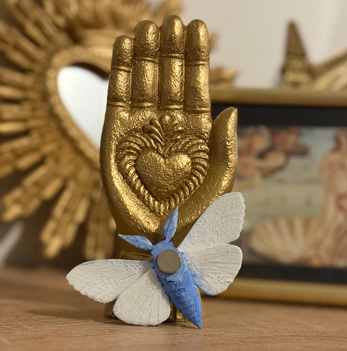 Aimant Papillon Bleu Foncé et Bleu Clair Tête de Mort